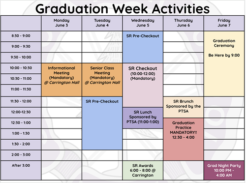 2024 Graduation Activity Schedule